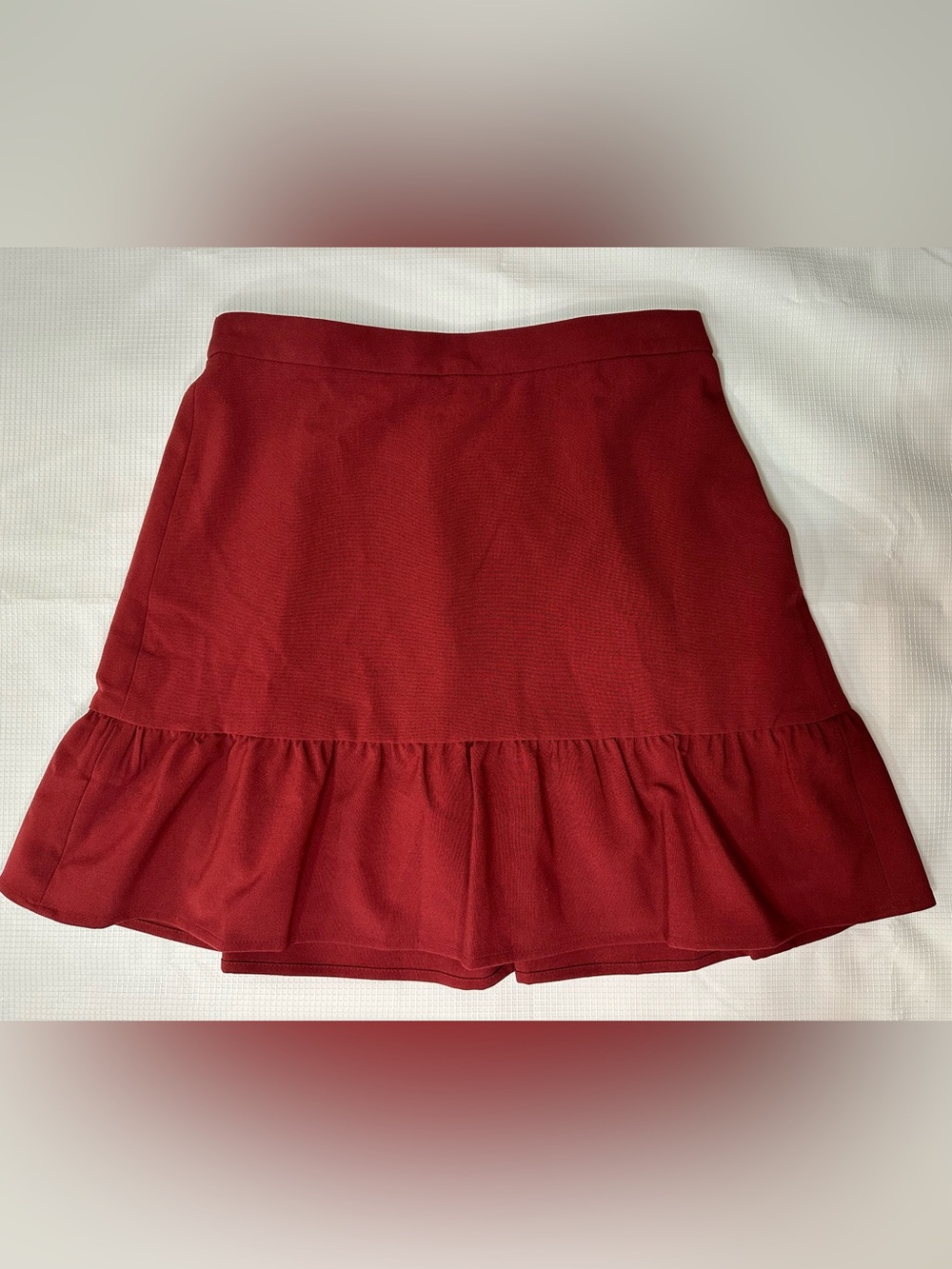 J. Crew Mercantile Burgundy Ruffle Hem Skirt Women’s Size 6